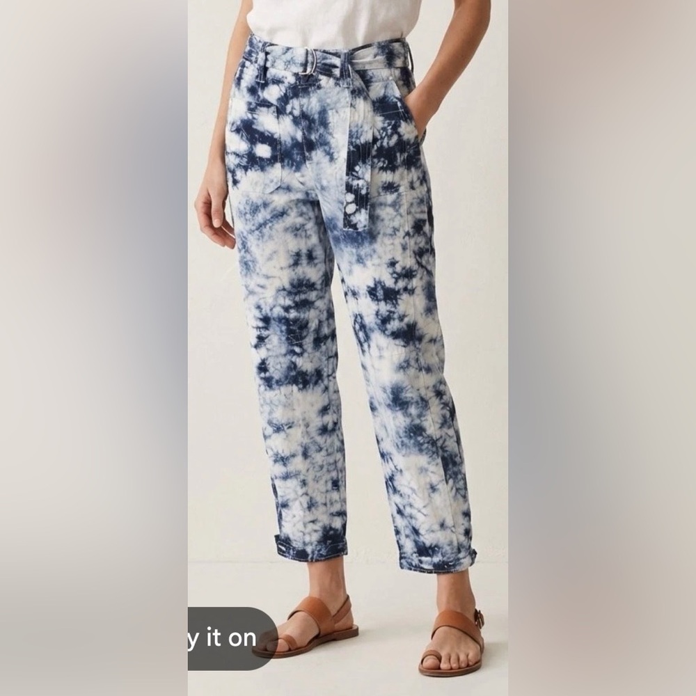 Rebecca Taylor Size 29 Tie-Dye Blue & White Pants